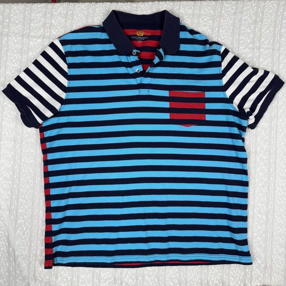 Club Room Other - 90s Club Room Mens Striped‎ Rugby Polo Shirt Size XXL Knit Dopamine Retro Pocket